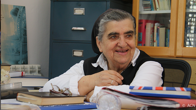 A Irmã Gerard Merhej, directora da Escola das Irmãs Antoninas, em Debel, no Sul do Líbano